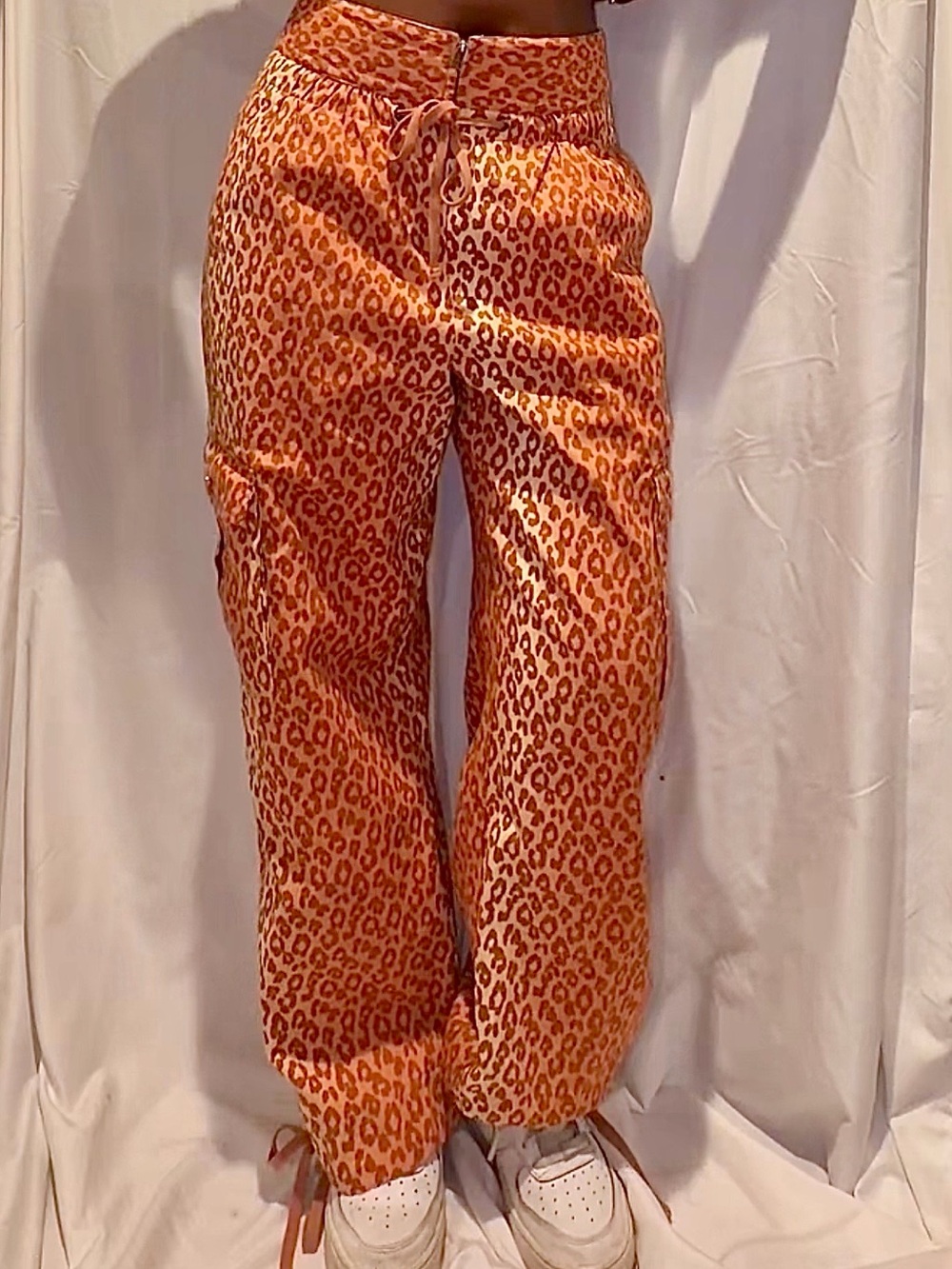 VENUS Brown and Tan Leopard Satin Joggers